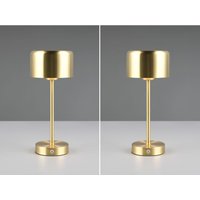 2er SET Akku Tischleuchten 30cm, per USB aufladbar, dimmbar, Messing matt von MEINEWUNSCHLEUCHTE