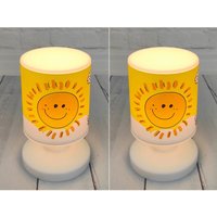 Meinewunschleuchte - 2er Set Akku Tischleuchte Sonne und Schmetterling, per usb aufladbar, Höhe 20cm von MEINEWUNSCHLEUCHTE