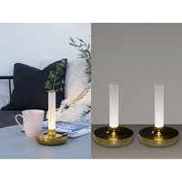 2er Set Außentischleuchte und Blumenvase mit Akkubetrieb, Gold Höhe 20cm von MEINEWUNSCHLEUCHTE