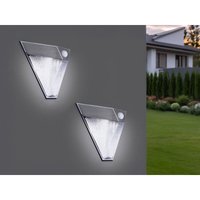 Meinewunschleuchte - 2er Set Dreieckige led Solar Außenleuchte, Bewegungsmelder, Edelstahl, Downlight von MEINEWUNSCHLEUCHTE