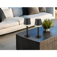 2er Set Kleine led Outdoor Solar Tischleuchten in Schwarz, Höhe 21,5cm von MEINEWUNSCHLEUCHTE