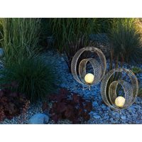 2er Set LED Solarleuchten Dekorstanzungen in Silber & Glaskugel, H 42cm 2er Set LED Solarleuchten Dekorstanzungen in Silber & Glaskugel, H 42cm von MEINEWUNSCHLEUCHTE