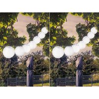 2er Set Solarbetriebene led Outdoor Lichterkette mit 10 weißen Lampions, 3 Meter von MEINEWUNSCHLEUCHTE