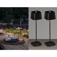 Meinewunschleuchte - 2er Set Wiederaufladbare led Outdoor Tischleuchten dimmbar in Schwarz, Höhe 25cm von MEINEWUNSCHLEUCHTE