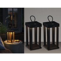 2er Set led Outdoor Laternen usb aufladbar für Boden & Tisch, Schwarz Höhe 42cm von MEINEWUNSCHLEUCHTE