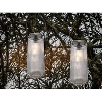 2er Set led Solarlaternen Rauchglas, hängend oder stehend, Höhe 25cm von MEINEWUNSCHLEUCHTE