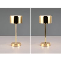 Meinewunschleuchte - 2er set Akku Tischleuchten 30cm, per usb aufladbar, dimmbar, Messing poliert von MEINEWUNSCHLEUCHTE