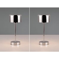 Meinewunschleuchte - 2er set Akku Tischleuchten 30cm, per usb aufladbar, dimmbar, Silber Chrom von MEINEWUNSCHLEUCHTE