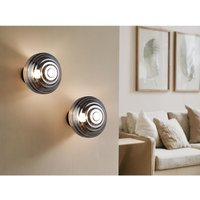 Meinewunschleuchte - 2er set Akku Wandleuchten mit Rauchglas Lampenschirm, dimmbar ø 15,5cm von MEINEWUNSCHLEUCHTE