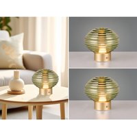 Meinewunschleuchte - 2er set Retro Akku Tischleuchten mit Glas Lampenschirm Grün, Höhe 14cm Meinewunschleuchte - 2er set Retro Akku Tischleuchten mit Glas Lampenschirm Grün, Höhe 14cm von MEINEWUNSCHLEUCHTE