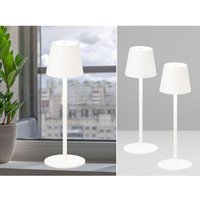 2er set kabellose Akku Tischlampen Weiß 38cm mit usb Kabel & Sensor Dimmer von MEINEWUNSCHLEUCHTE