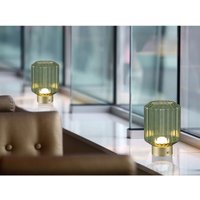 Meinewunschleuchte - 2er set kleine Akku Tischleuchten mit Glas Lampenschirm Grün, Höhe 19cm von MEINEWUNSCHLEUCHTE