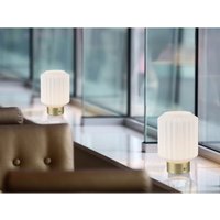 Meinewunschleuchte - 2er set kleine Akku Tischleuchten mit Glas Lampenschirm Weiß, Höhe 19cm von MEINEWUNSCHLEUCHTE