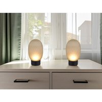 Meinewunschleuchte - 2er set kleine Akku Tischleuchten mit Glasschirm Grün, Höhe 20,5cm von MEINEWUNSCHLEUCHTE