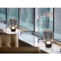 Meinewunschleuchte - 2er set kleine Akku Tischleuchten mit Rauchglas Lampenschirm, Höhe 19cm von MEINEWUNSCHLEUCHTE