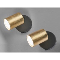 2er set led Wandstrahler Schwarz Gold mit Schalter, Breite 8cm 2er set led Wandstrahler Schwarz Gold mit Schalter, Breite 8cm von MEINEWUNSCHLEUCHTE