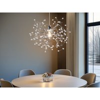 Ausgefallene LED Pendelleuchte Silber Chrom mit Acryl Kristall, Ø 52cm von MEINEWUNSCHLEUCHTE
