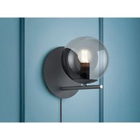 Meinewunschleuchte - Design led Wandleuchte in Anthrazit mit Lampenschirm Glaskugel Rauchfarbig von MEINEWUNSCHLEUCHTE