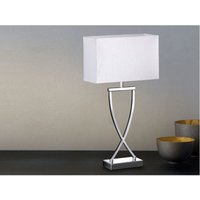 Große LED Tischleuchte Chrom mit Stoffschirm Weiß eckig, Höhe 51cm von MEINEWUNSCHLEUCHTE