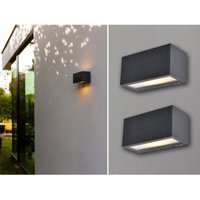 HYBRID LED Außenwandleuchten 2er SET, Solar & Strom 230V, Anthrazit 18cm breit von MEINEWUNSCHLEUCHTE