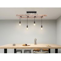 LED Deckenleuchte 4-flammig mit Leiter Holzbalken, Breite 115cm von MEINEWUNSCHLEUCHTE