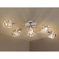 LED Deckenleuchte 5-flammig mit Glaskristallen Silber matt, Breite 61,5cm von MEINEWUNSCHLEUCHTE