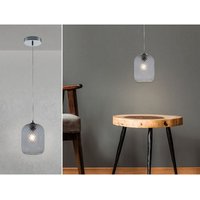 Led Pendelleuchte Relief Kristall Rauchglas transparent Grau Ø15cm von MEINEWUNSCHLEUCHTE