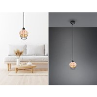 LED Pendelleuchte mit Rattan Geflecht Natur und Gitter im Boho Stil, Ø 18cm von MEINEWUNSCHLEUCHTE