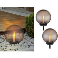 Led Solarkugeln Garten 2er set - ø 25cm rauchfarbig mit Erdspieß von MEINEWUNSCHLEUCHTE