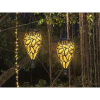 LED Solarlaternen Hängeleuchten 2er Set, Lampenschirm amber, Höhe 50cm von MEINEWUNSCHLEUCHTE