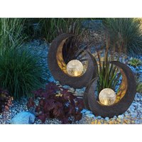 LED Solarleuchten 2er SET Steinoptik mit Crackle Glaskugel, Höhe 30,5cm von MEINEWUNSCHLEUCHTE