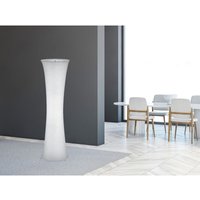 Kleine LED Stehleuchte Lichtsäule aus Stoff in Weiß Zylinder, Höhe 123cm von MEINEWUNSCHLEUCHTE