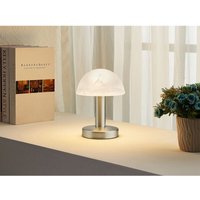 LED Tischleuchte Silber mit Glasschirm Weiß, Touch dimmbar, Höhe 21cm von MEINEWUNSCHLEUCHTE