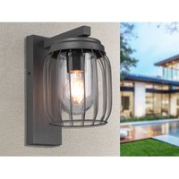 Meinewunschleuchte - led Außenwandleuchte Laterne mit Gitter Höhe 28cm, Anthrazit von MEINEWUNSCHLEUCHTE