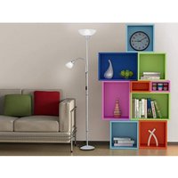 Led Deckenfluter Silber mit flexibler Leselampe, Höhe 180cm von MEINEWUNSCHLEUCHTE