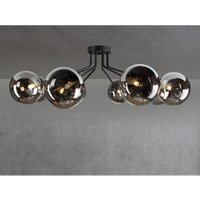 Meinewunschleuchte - led Deckenleuchte 8 flammig Schwarz - Glaskugeln Rauchglas 88x80cm von MEINEWUNSCHLEUCHTE
