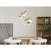 Led Hängelampe 3-flammig mit Glaskugeln in Gold & Klarglas von MEINEWUNSCHLEUCHTE