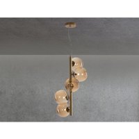 Meinewunschleuchte - led Pendelleuchte 5-flammig in Messing mit Amber Glaskugeln lang, Höhe 183cm Meinewunschleuchte - led Pendelleuchte 5-flammig in Messing mit Amber Glaskugeln lang, Höhe 183cm von MEINEWUNSCHLEUCHTE