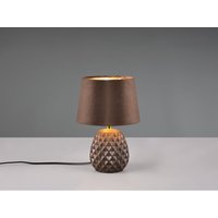 Led Retro Tischleuchte mit Samtschirm in Braun Gold, Höhe 27cm Led Retro Tischleuchte mit Samtschirm in Braun Gold, Höhe 27cm von MEINEWUNSCHLEUCHTE