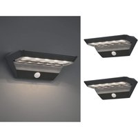 Meinewunschleuchte - led Solar Wandleuchte 2er Set Außenleuchten mit Bewegungsmelder Anthrazit von MEINEWUNSCHLEUCHTE