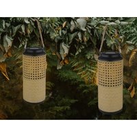 Meinewunschleuchte - led Solarlaternen 2er set, Metall Rattanoptik, hängend oder stehend, Höhe 45cm Meinewunschleuchte - led Solarlaternen 2er set, Metall Rattanoptik, hängend oder stehend, Höhe 45cm von MEINEWUNSCHLEUCHTE