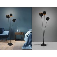 Meinewunschleuchte - led Stehleuchte 3 flammig Metall, Stoffschirm Schwarz Gold, Höhe 150cm von MEINEWUNSCHLEUCHTE