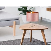 Meinewunschleuchte - led Tischlampe mit Lampenschirm Samt Rosa innen Gold, Höhe 32cm von MEINEWUNSCHLEUCHTE