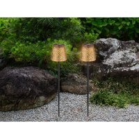 Meinewunschleuchte - 2er Set led Solar Erdspießleuchten mit Dekorstanzungen in Kupfer-Gold, Höhe 70cm Meinewunschleuchte - 2er Set led Solar Erdspießleuchten mit Dekorstanzungen in Kupfer-Gold, Höhe 70cm von MEINEWUNSCHLEUCHTE