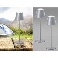 Meinewunschleuchte - 2er set Outdoor Akku Tischlampen Silber ohne Kabel mit rgb, 38cm von MEINEWUNSCHLEUCHTE