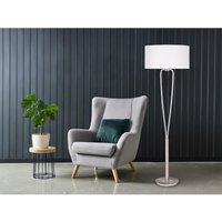 Meinewunschleuchte - Designer led Stehleuchte Silber mit Stoffschirm Weiß, Höhe 160cm von MEINEWUNSCHLEUCHTE