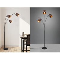 Große led Stehleuchte 3-flammig mit Stoffschirmen in Taupe/Gold, Höhe 185cm von MEINEWUNSCHLEUCHTE
