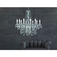 Meinewunschleuchte - Großer led Kronleuchter 10-flammig Silber Chrom mit Acryl Kristall ø 76cm von MEINEWUNSCHLEUCHTE