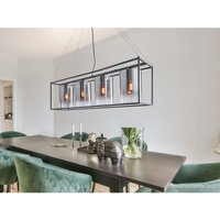 Meinewunschleuchte - Hängelampe 4 flammig Schwarz mit Rauchglas & led dimmbar - 115cm lang von MEINEWUNSCHLEUCHTE