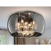 Kristall led Deckenleuchte Glas Chrom verspiegelt & Rauchglas Optik ø 40cm von MEINEWUNSCHLEUCHTE